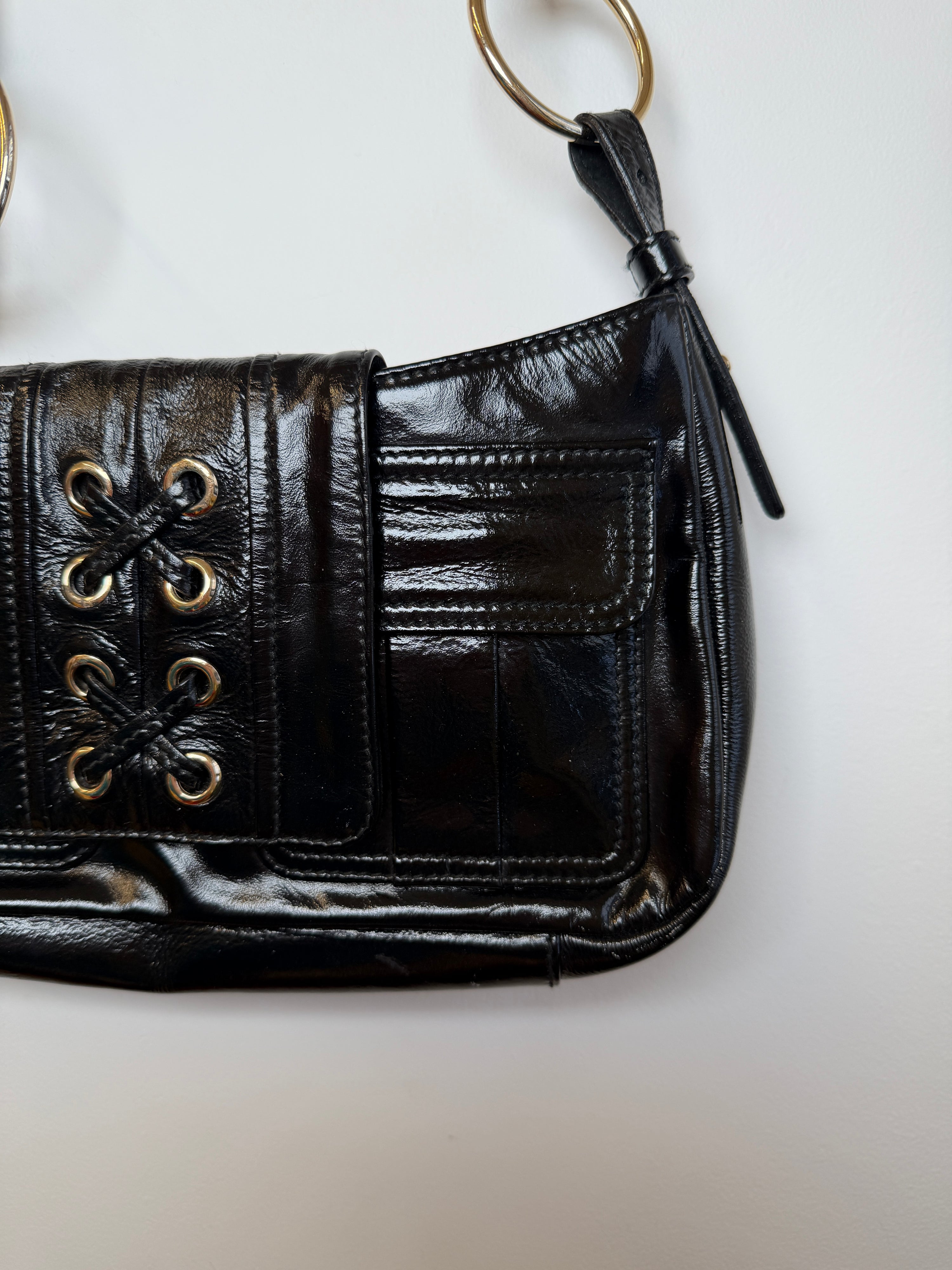 YSL Black Patent Corset Bag