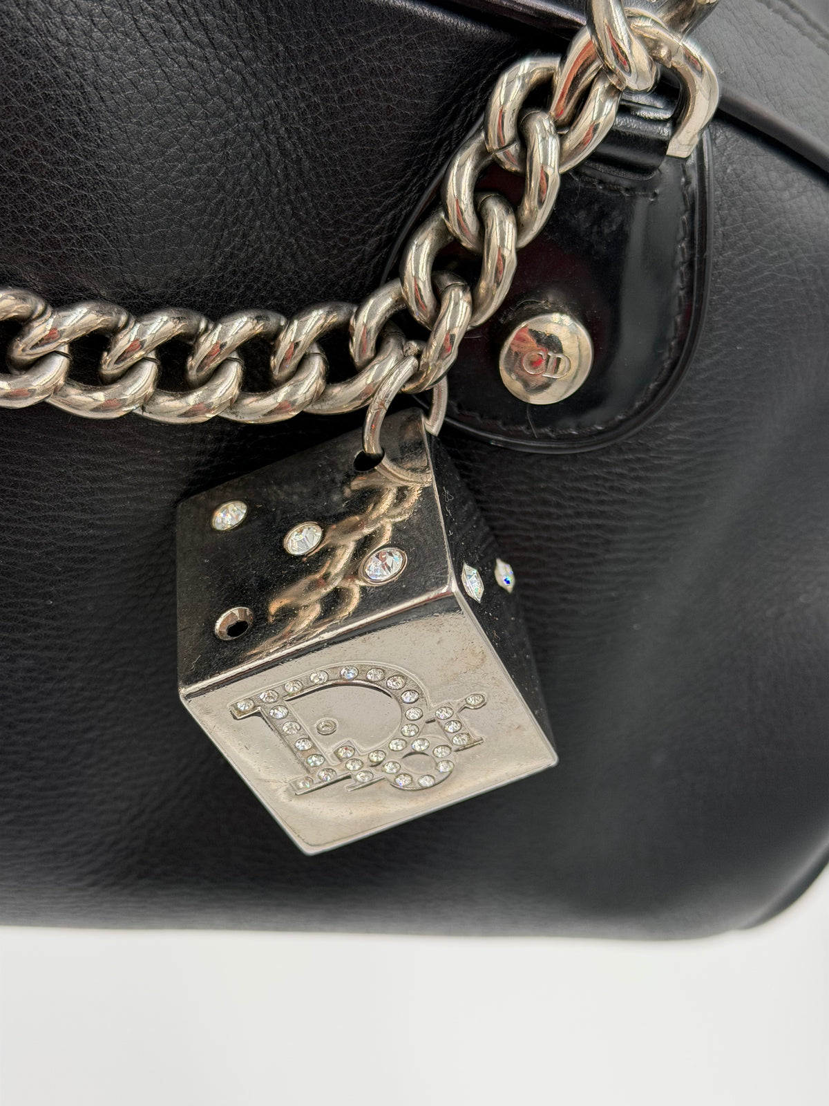 Christian Dior Black Gambler Dice Bowler Bag