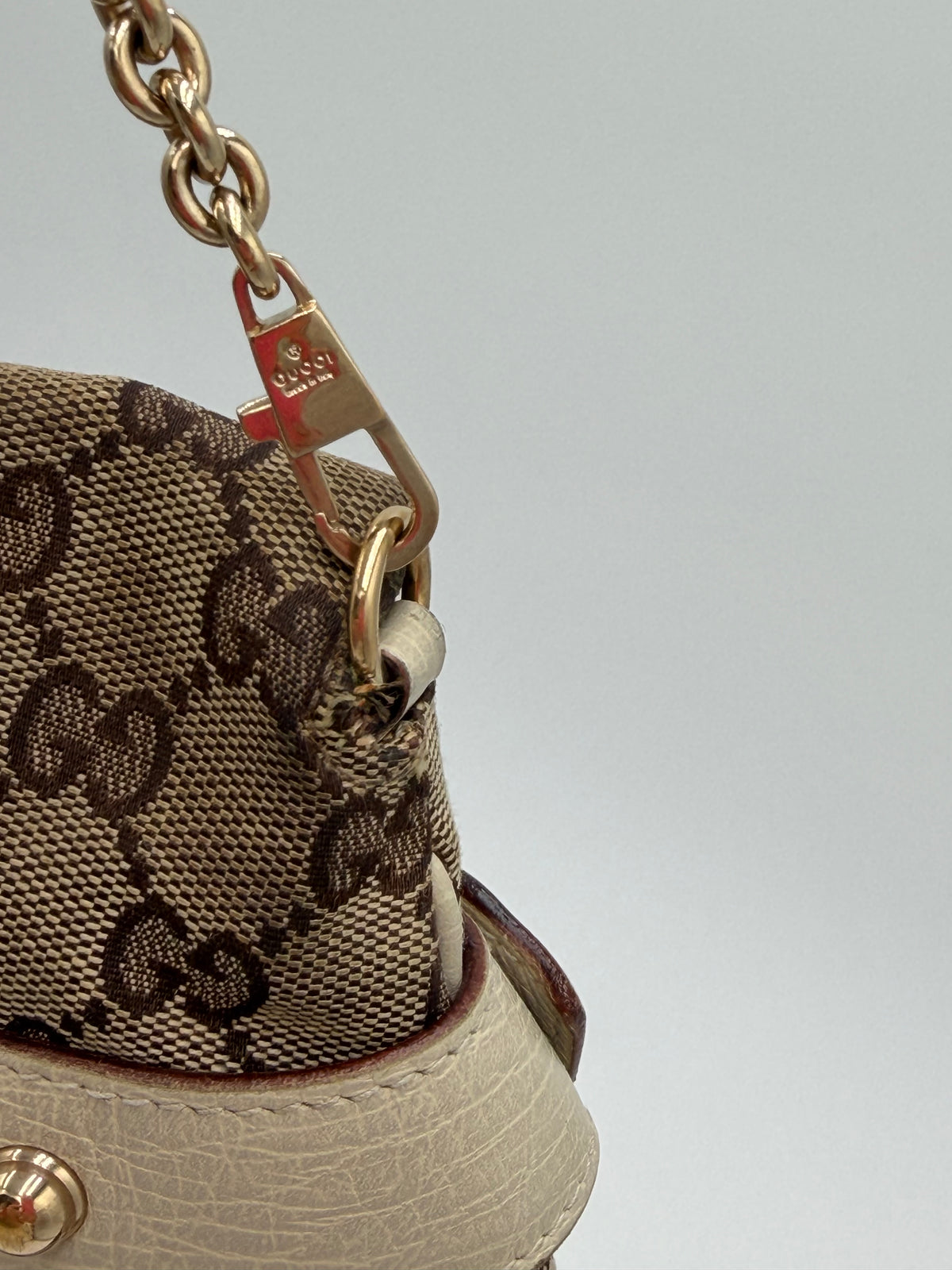 Gucci Monogram Horsebit Chain Clutch Bag