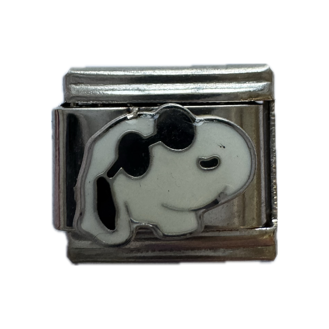 Black White Dog Italian Charm