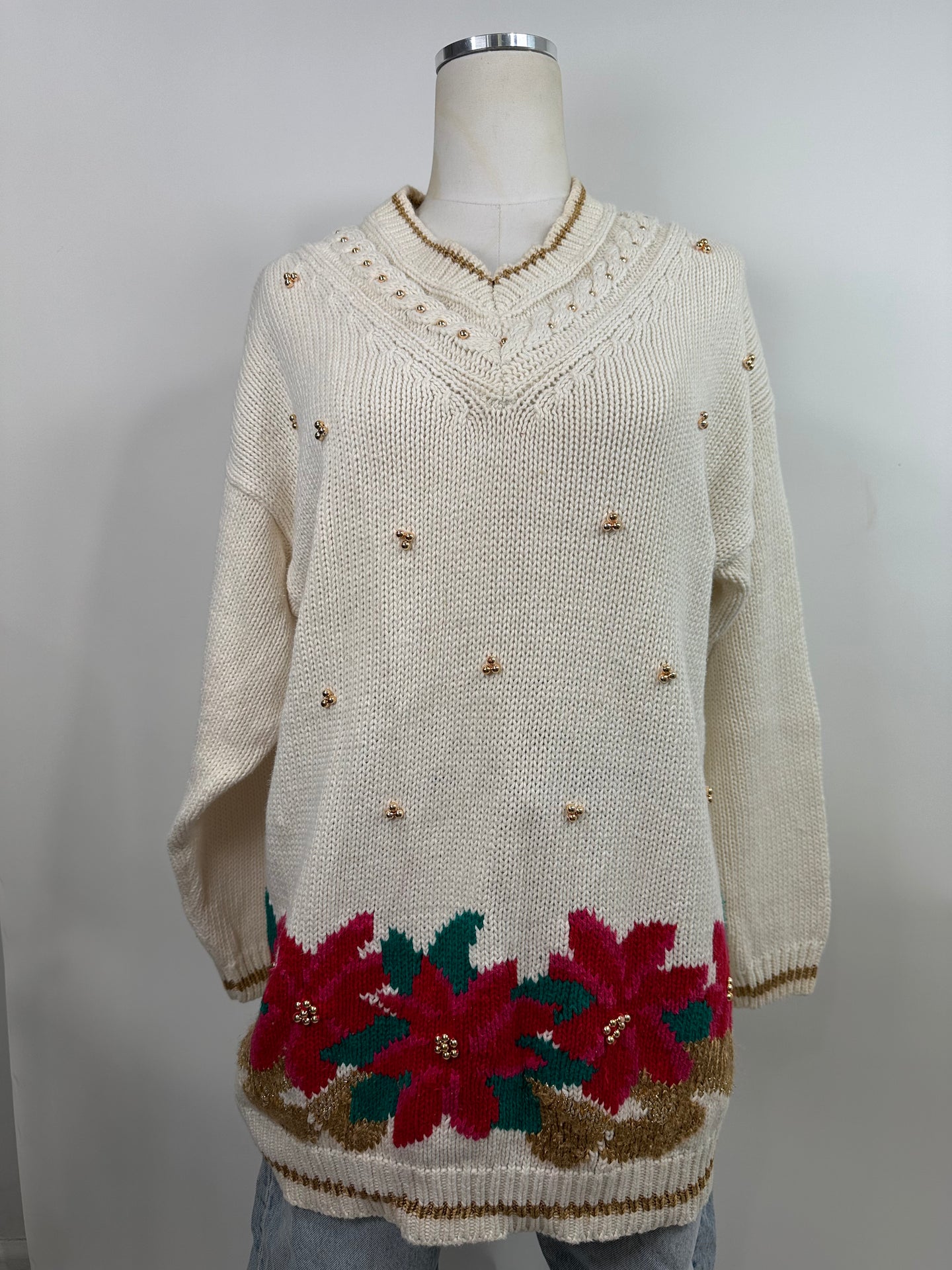 Laura Gayle Poinsettia Christmas Sweater