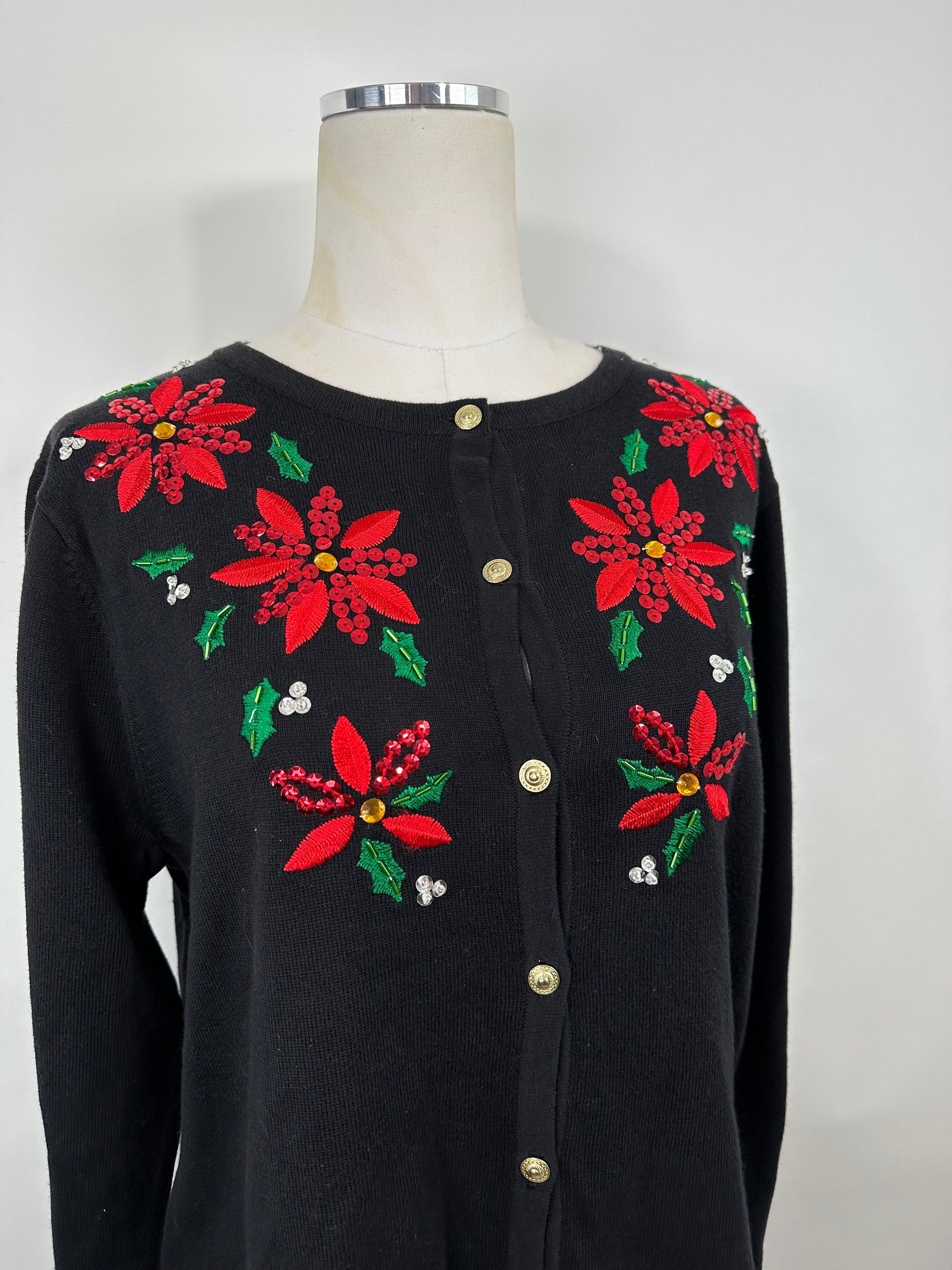 Classic Elements Red Poinsettia Cardigan