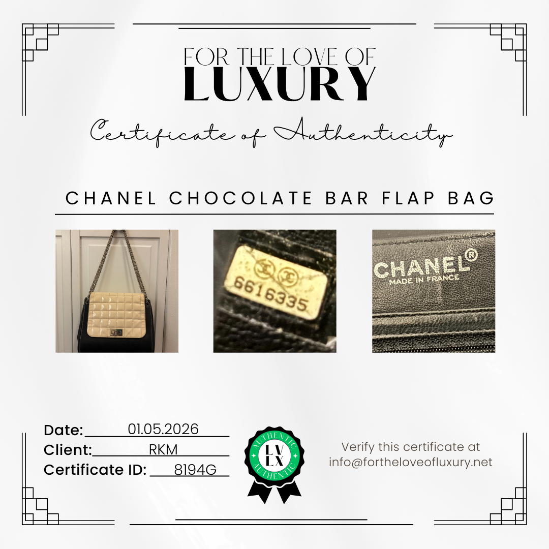 Chanel Black and White Leather Chocolate Bar Bag