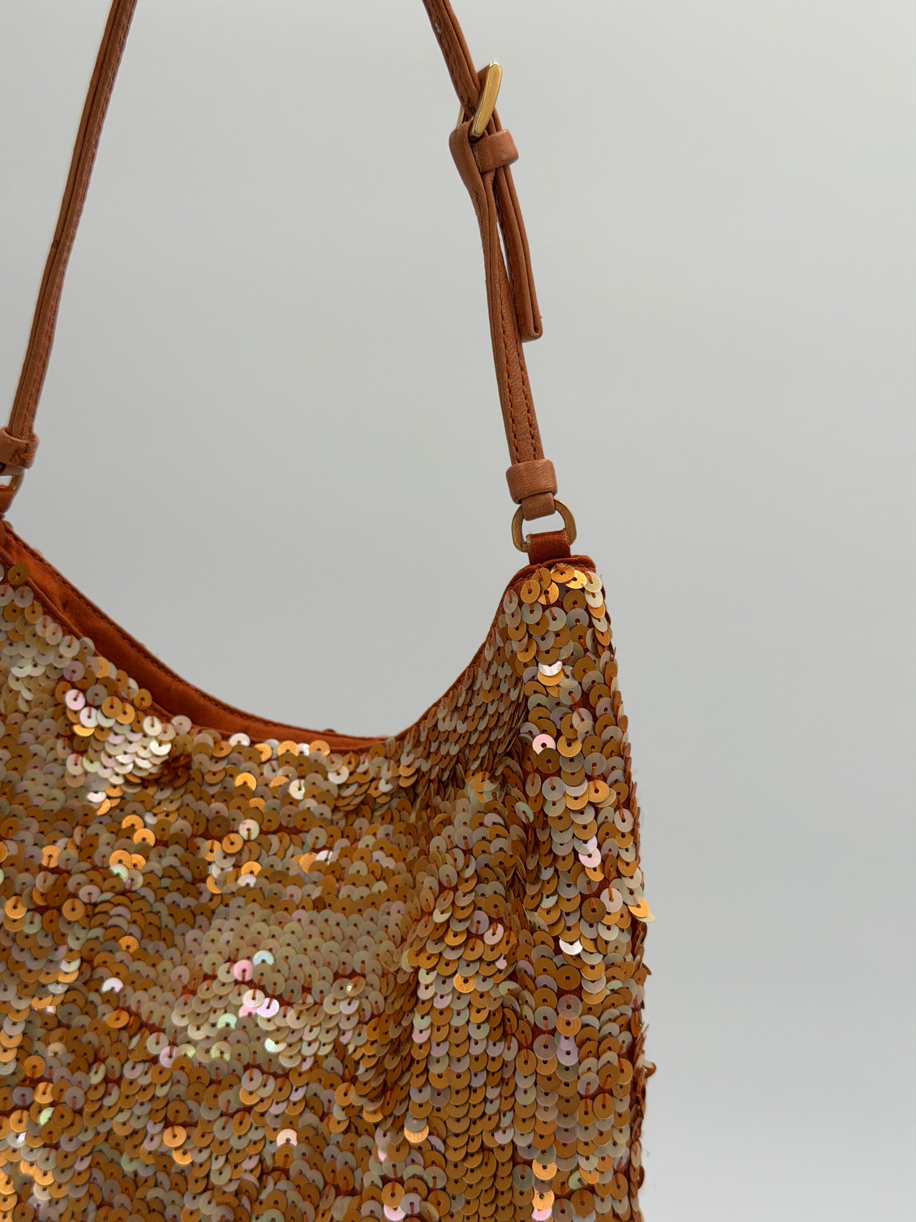 Prada Orange Sequin Mini Shoulder Bag