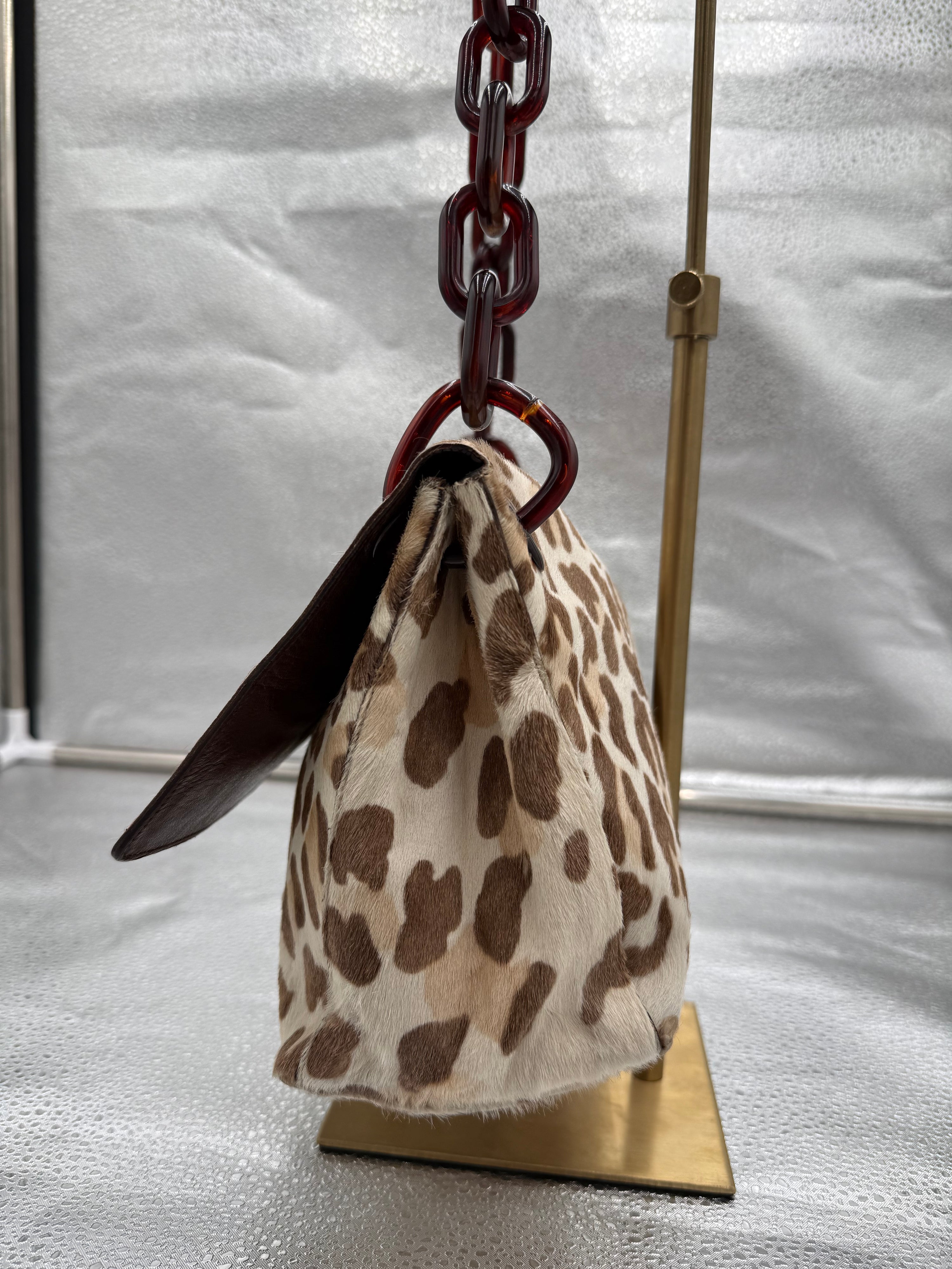 Prada Leopard Print Pony-Hair Shoulder Bag