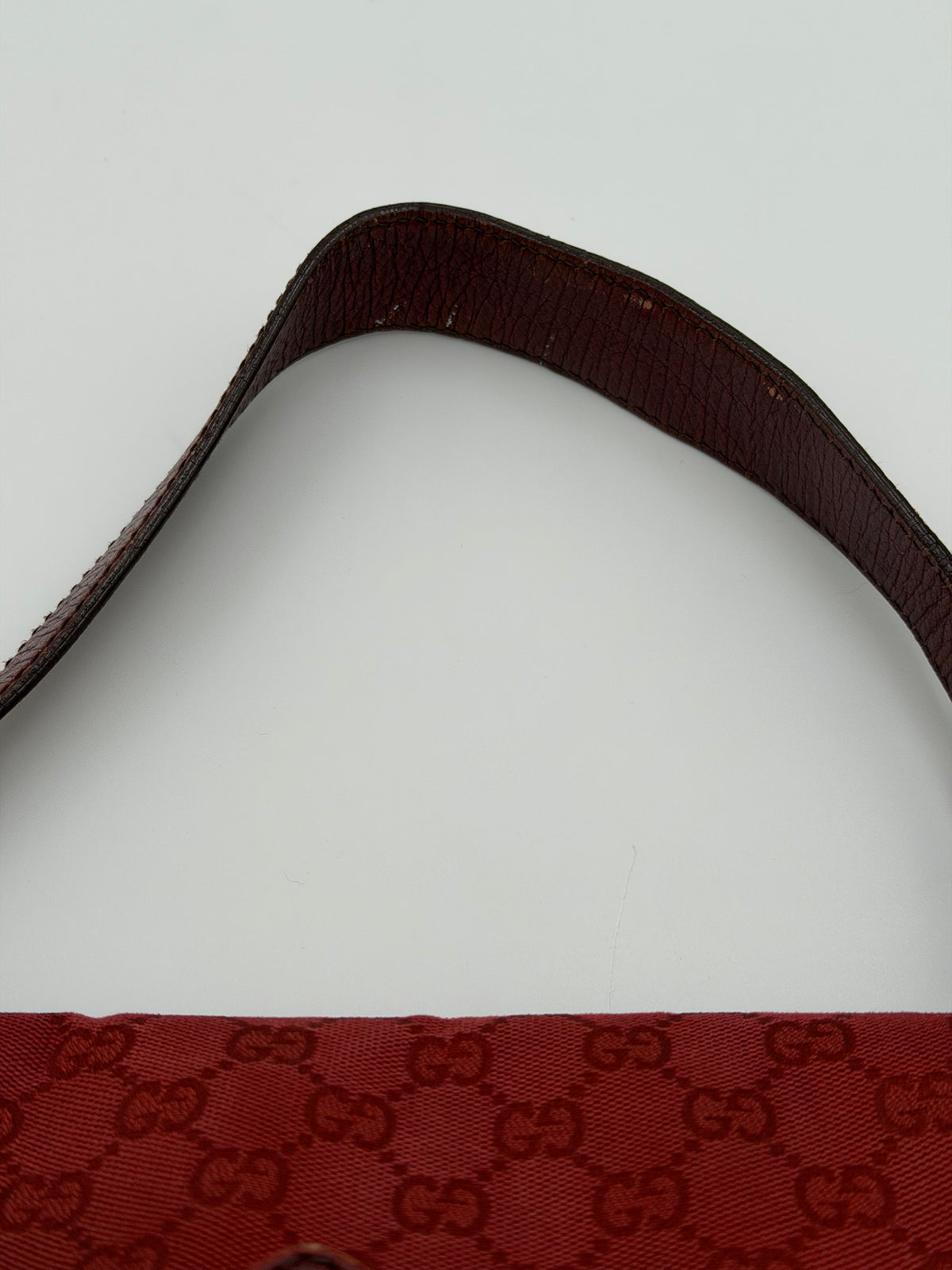 Gucci GG Canvas Horsebit Red Shoulder Bag
