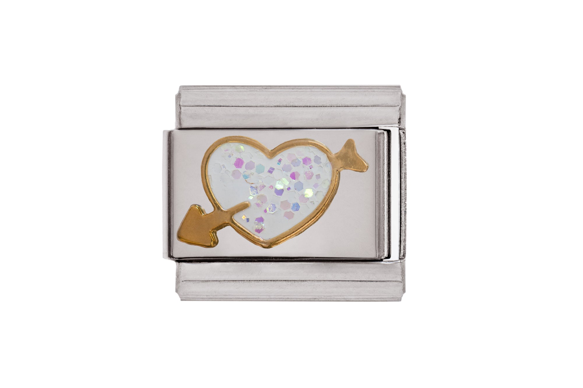 White Glitter Arrow Heart