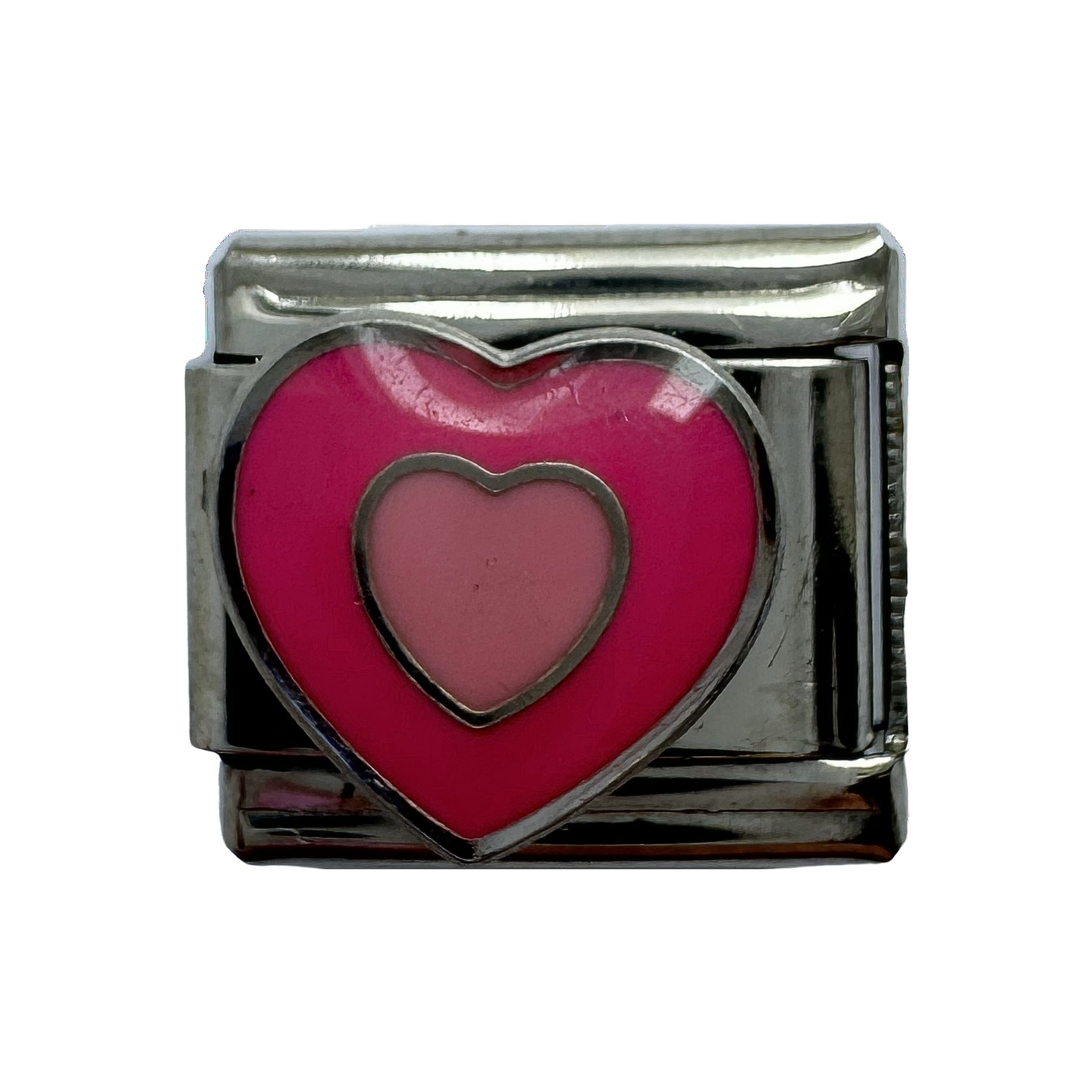 Double Pink Heart Italian Charm