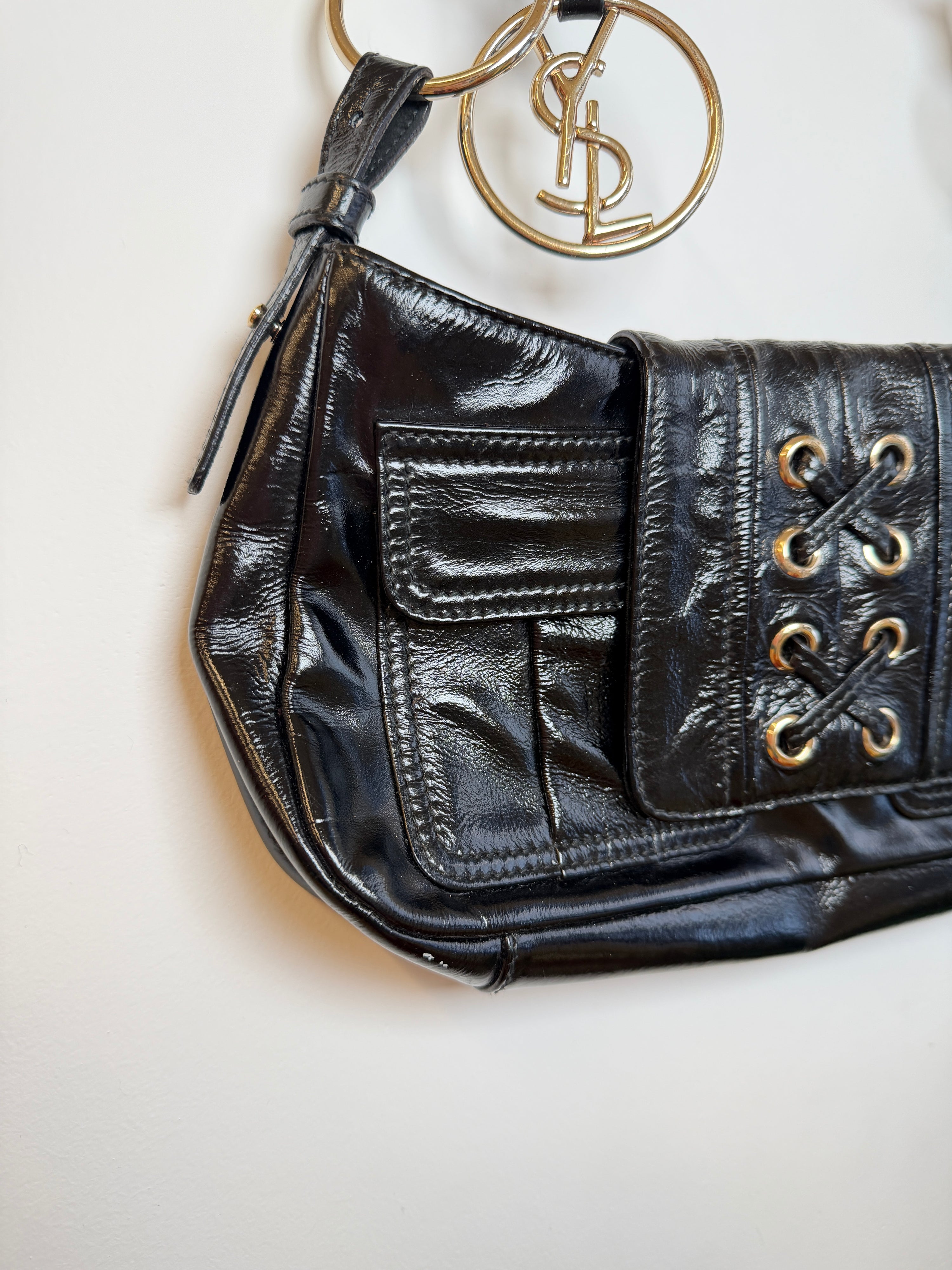 YSL Black Patent Corset Bag