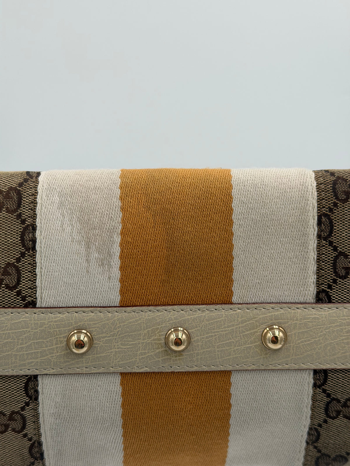 Gucci Monogram Horsebit Chain Clutch Bag