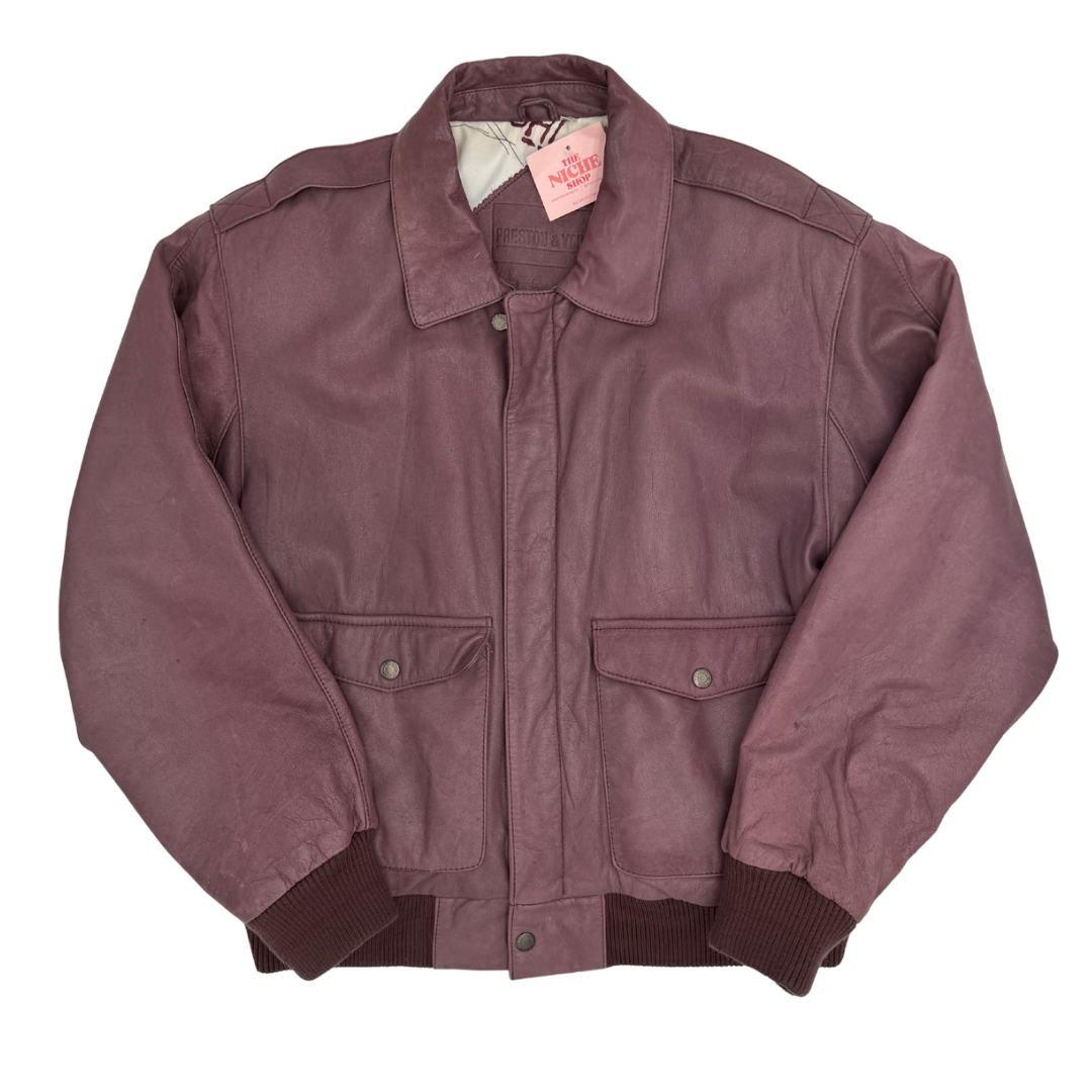Preston & York Purple Leather Bomber Jacket