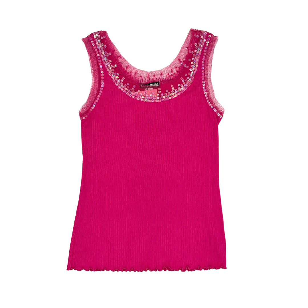Basil & Maude Pink Sequin Tank Top
