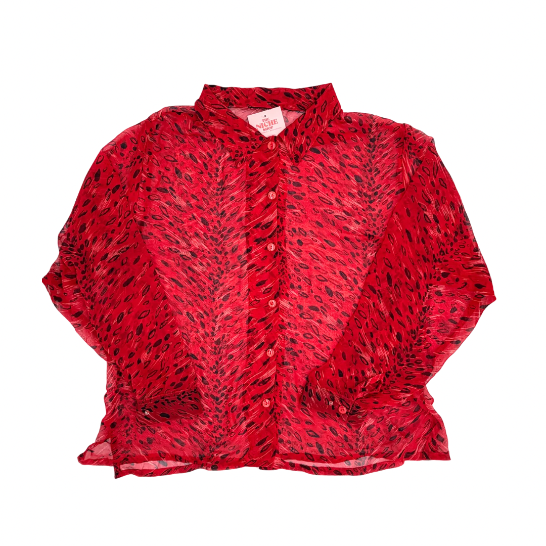 Sheer Red Leopard Top