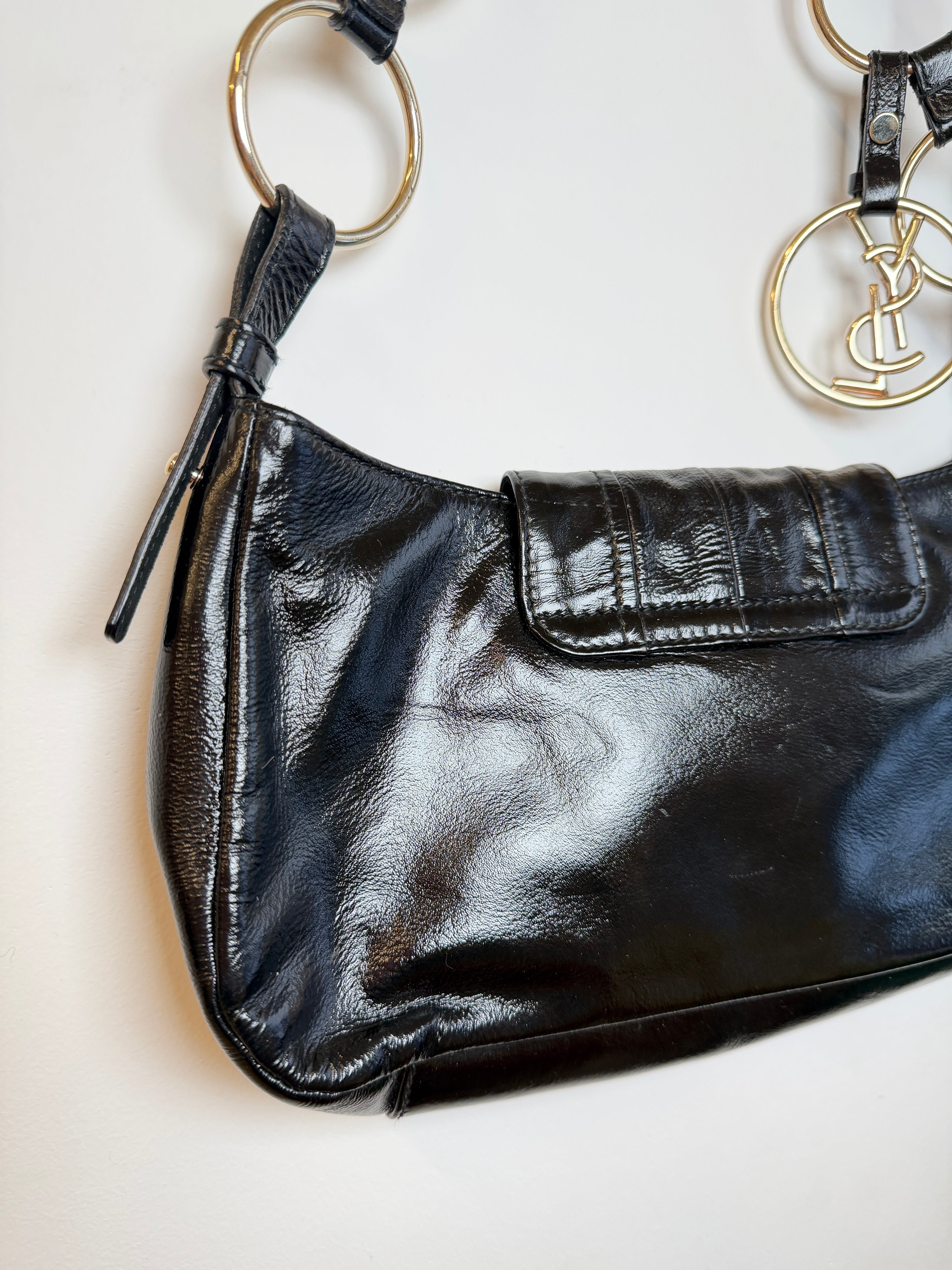 YSL Black Patent Corset Bag