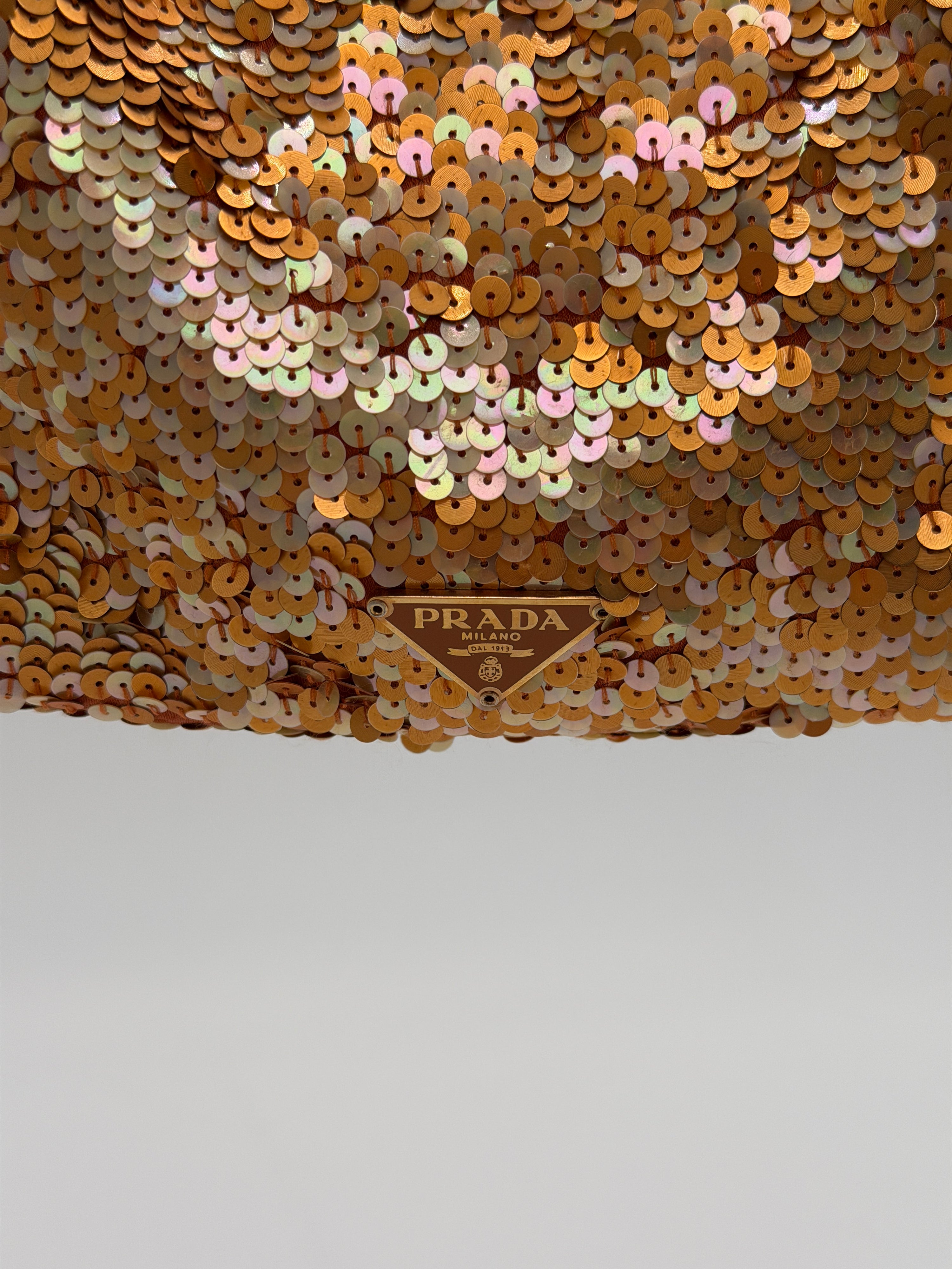 Prada Orange Sequin Mini Shoulder Bag