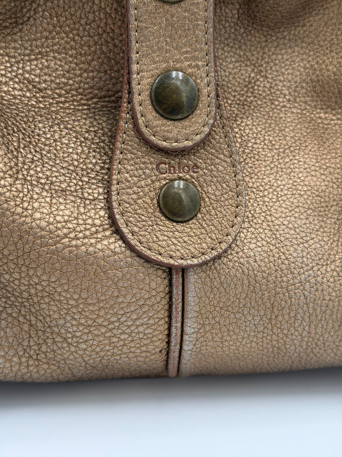 Chloé Metallic Bronze Leather Silverado Bag