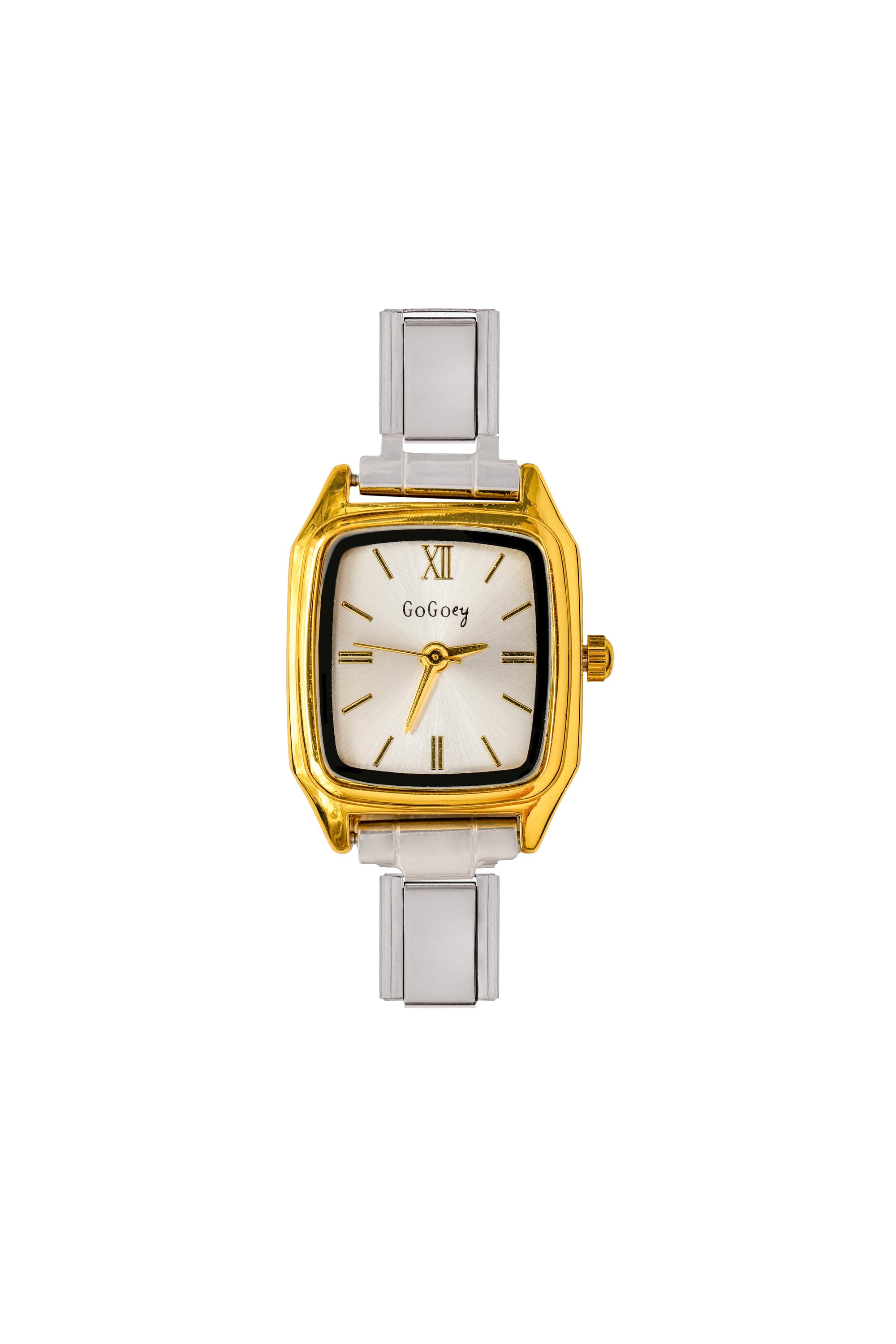 Gold White Square Watch Face