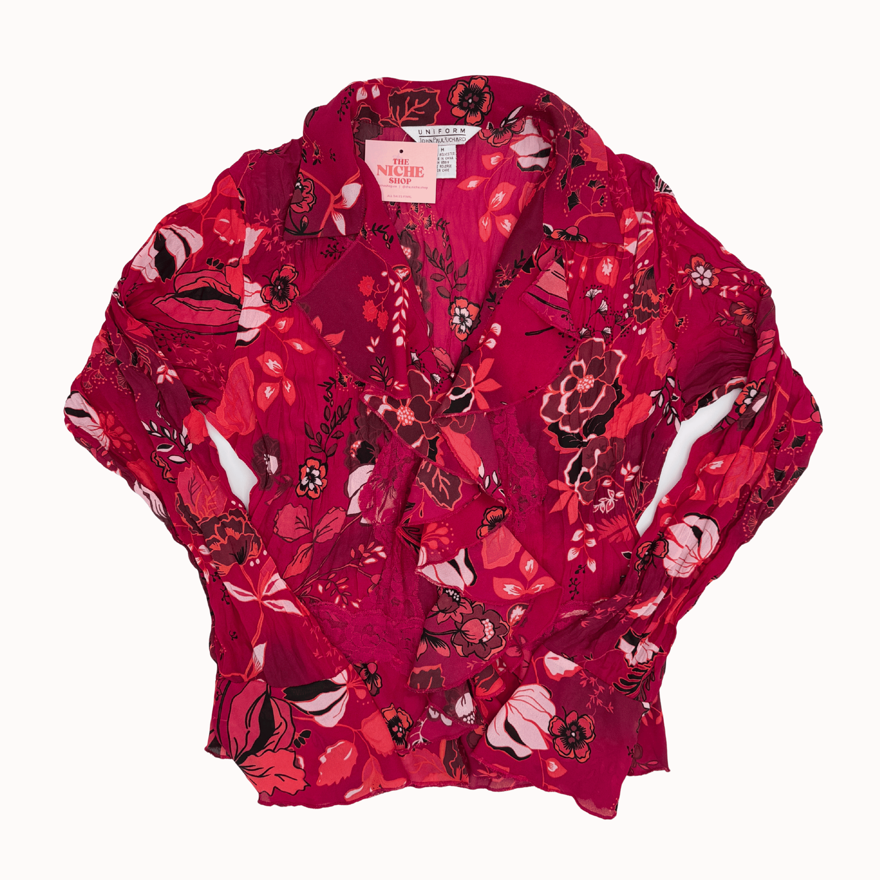 Uniform Sheer Crinkle Flower Top