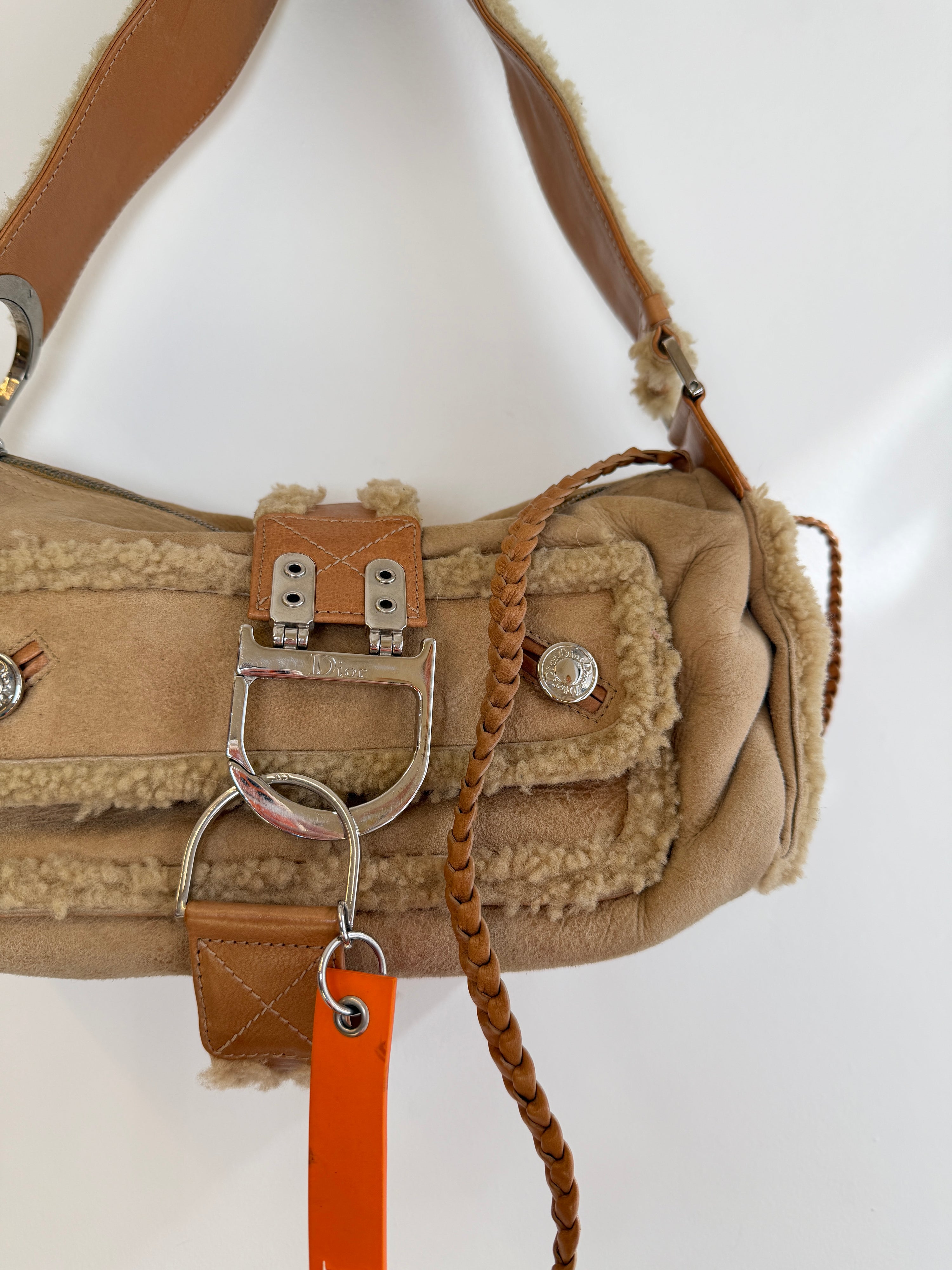 Dior Tan Shearling Flight Bag