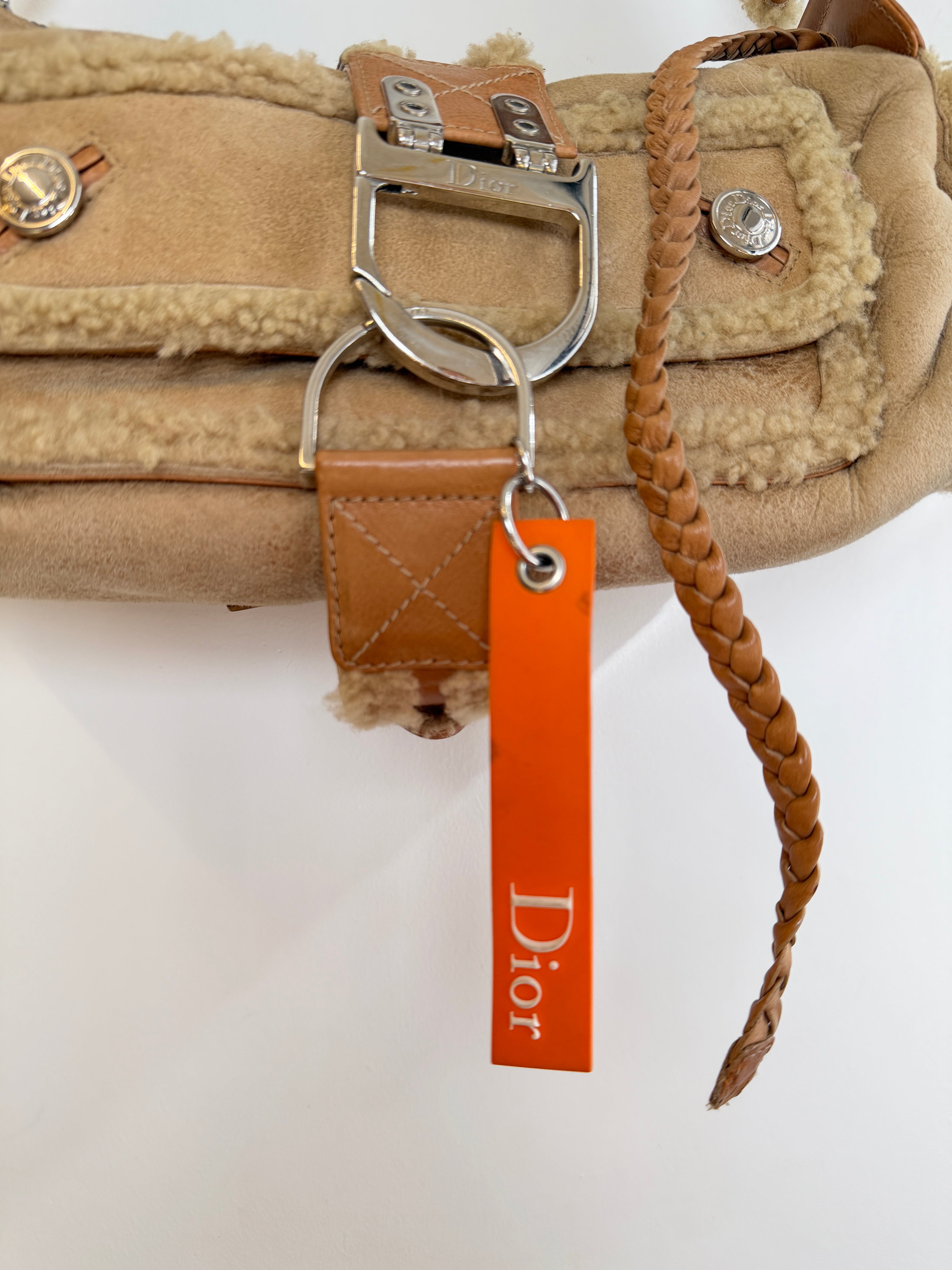 Dior Tan Shearling Flight Bag