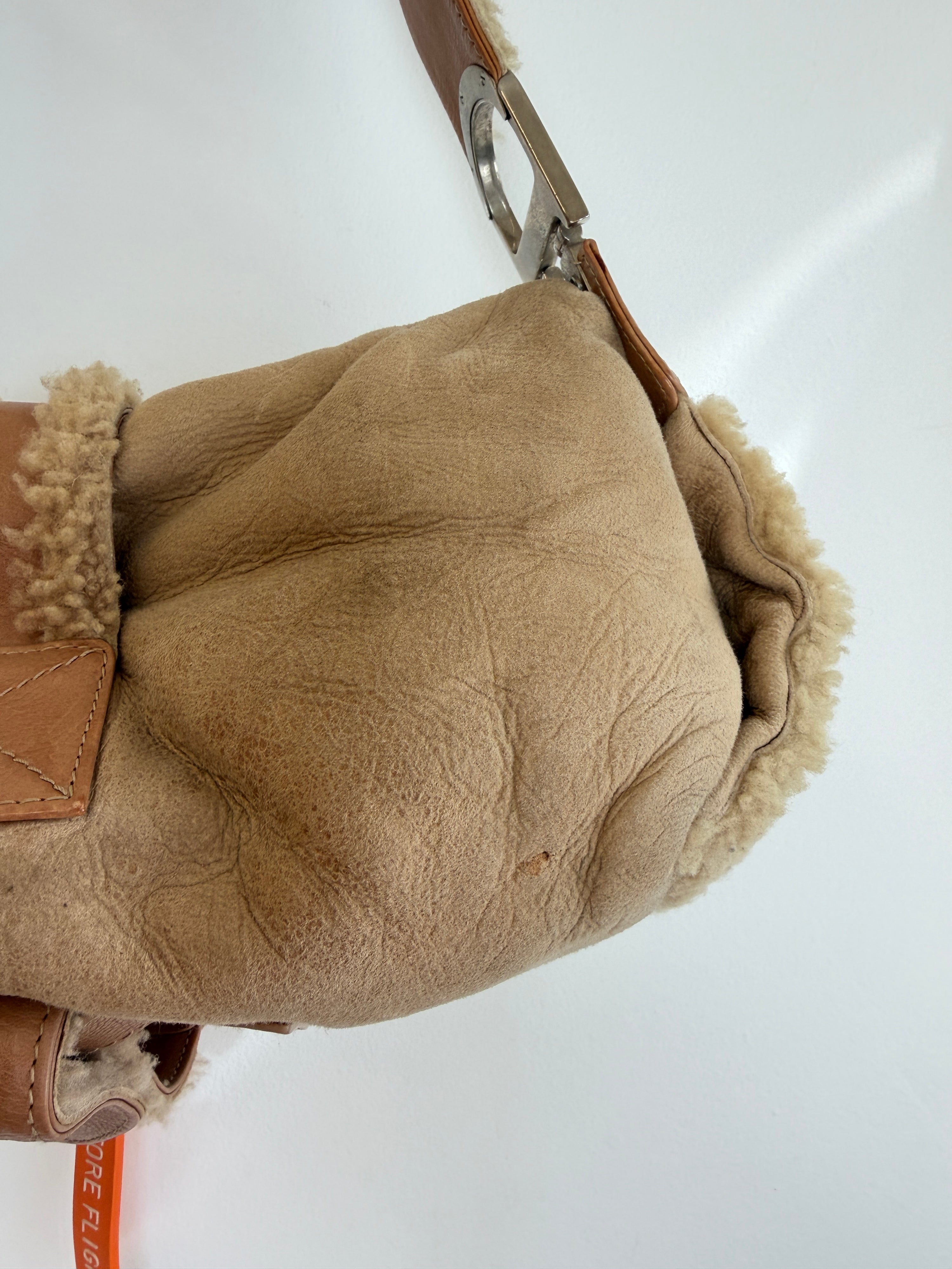 Dior Tan Shearling Flight Bag
