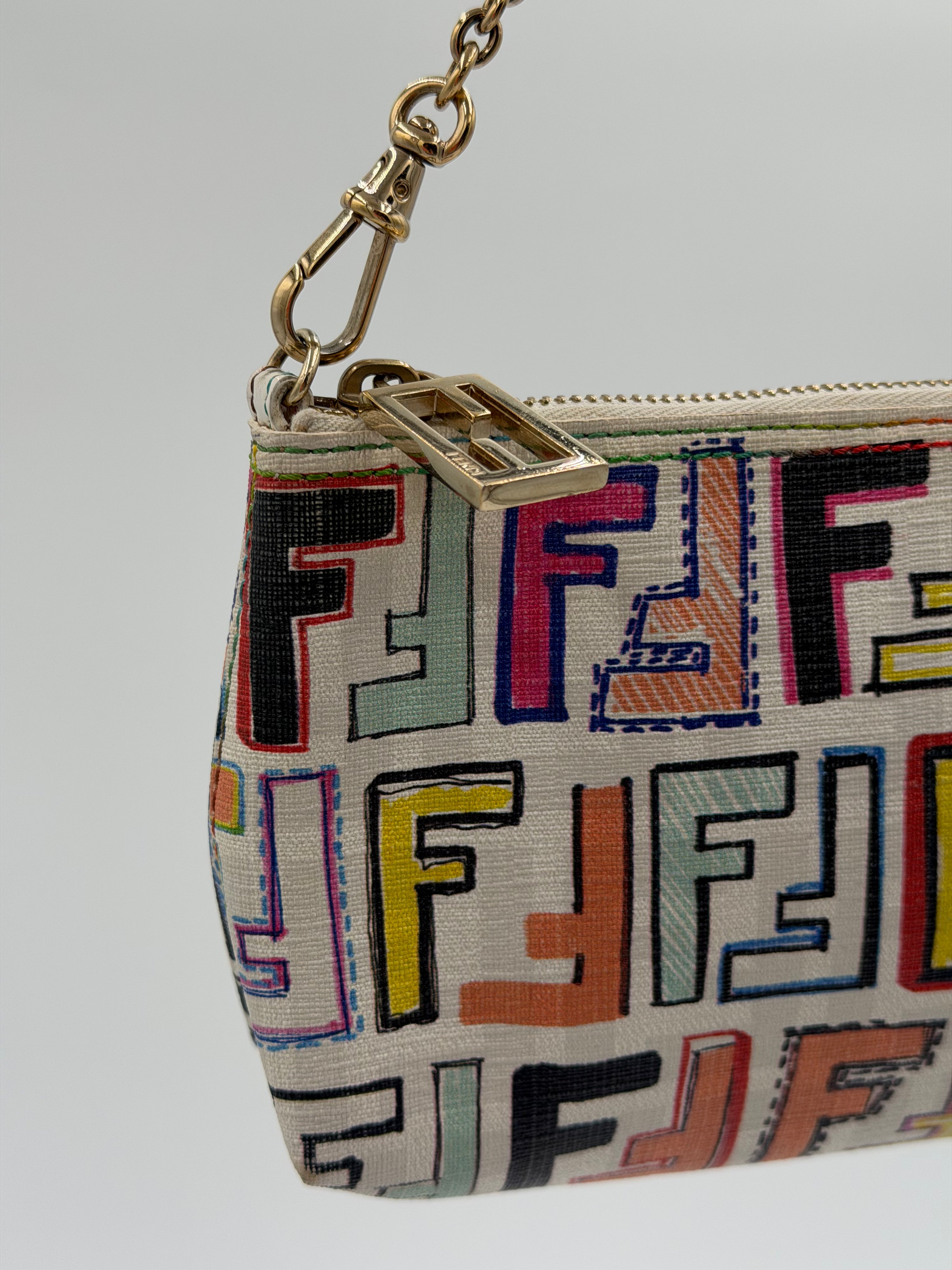 Fendi White Multicolor Zucca Pochette