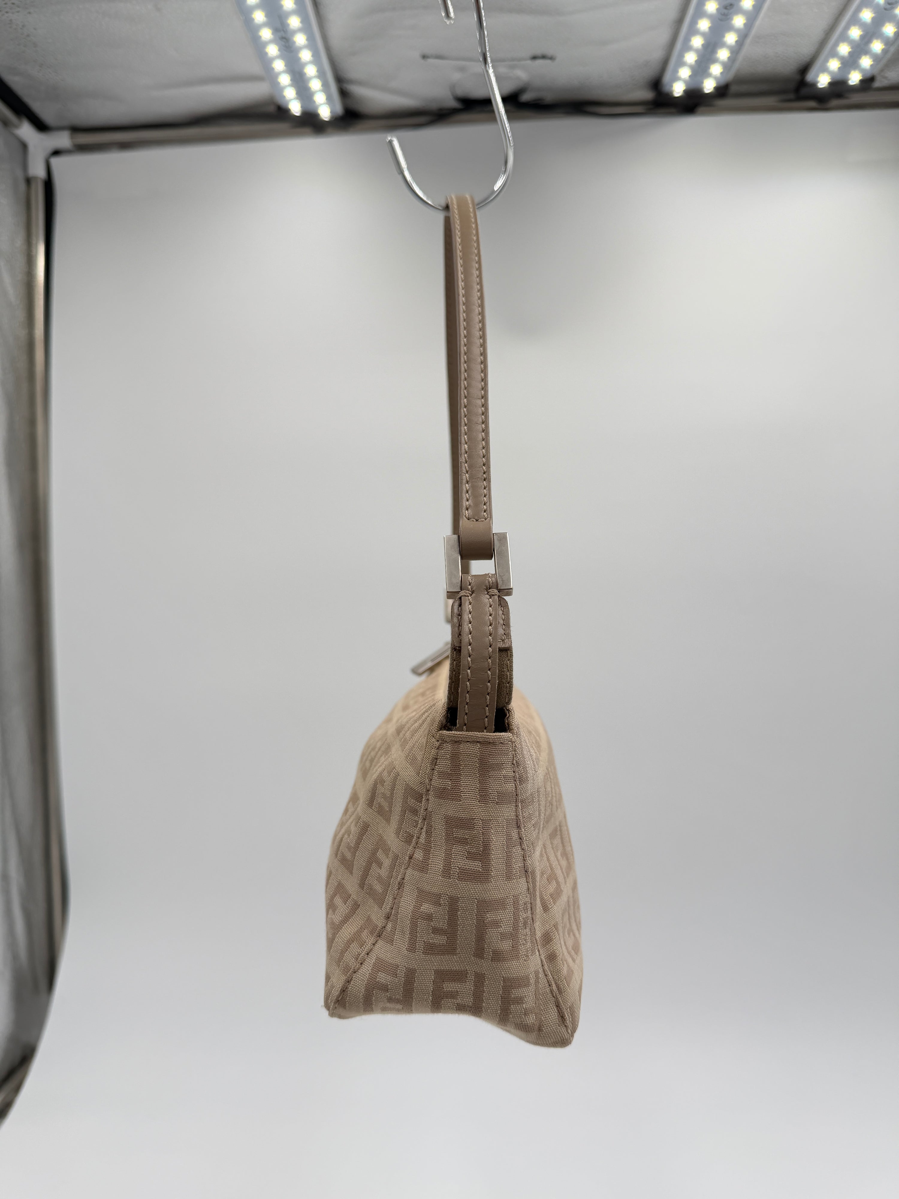 Fendi Tan Zucchino Canvas Pochette Bag