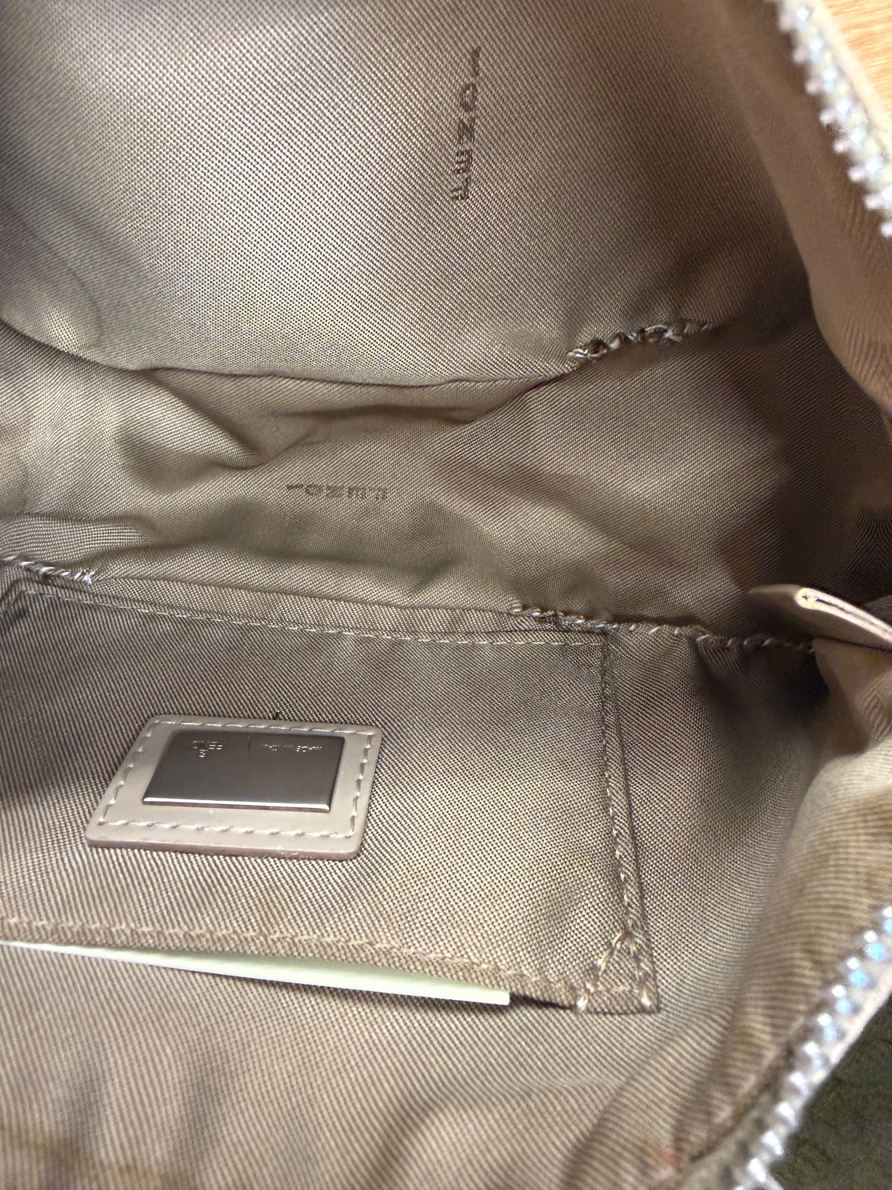 Fendi Tan Zucchino Canvas Pochette Bag