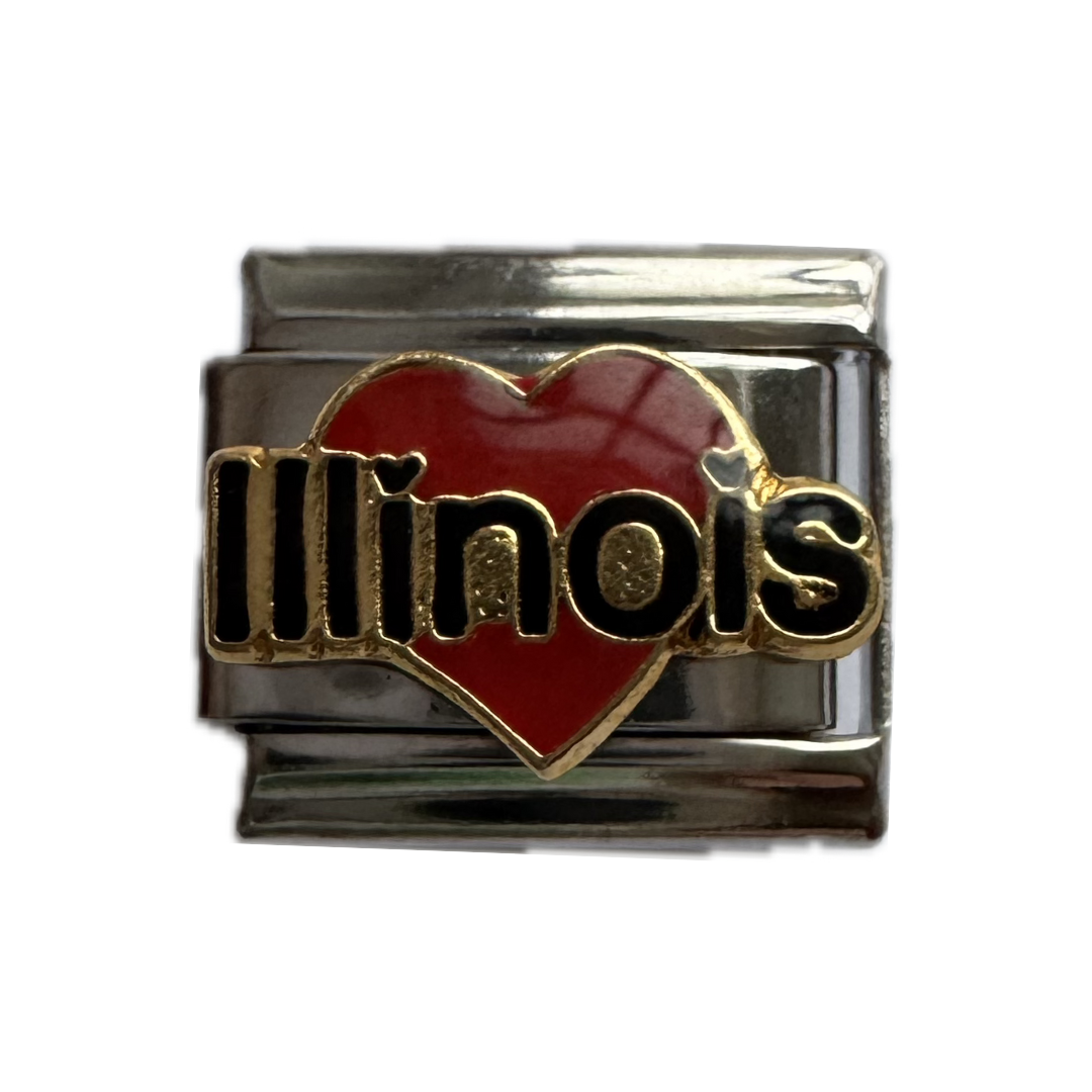 Illinois Heart Italian Charm