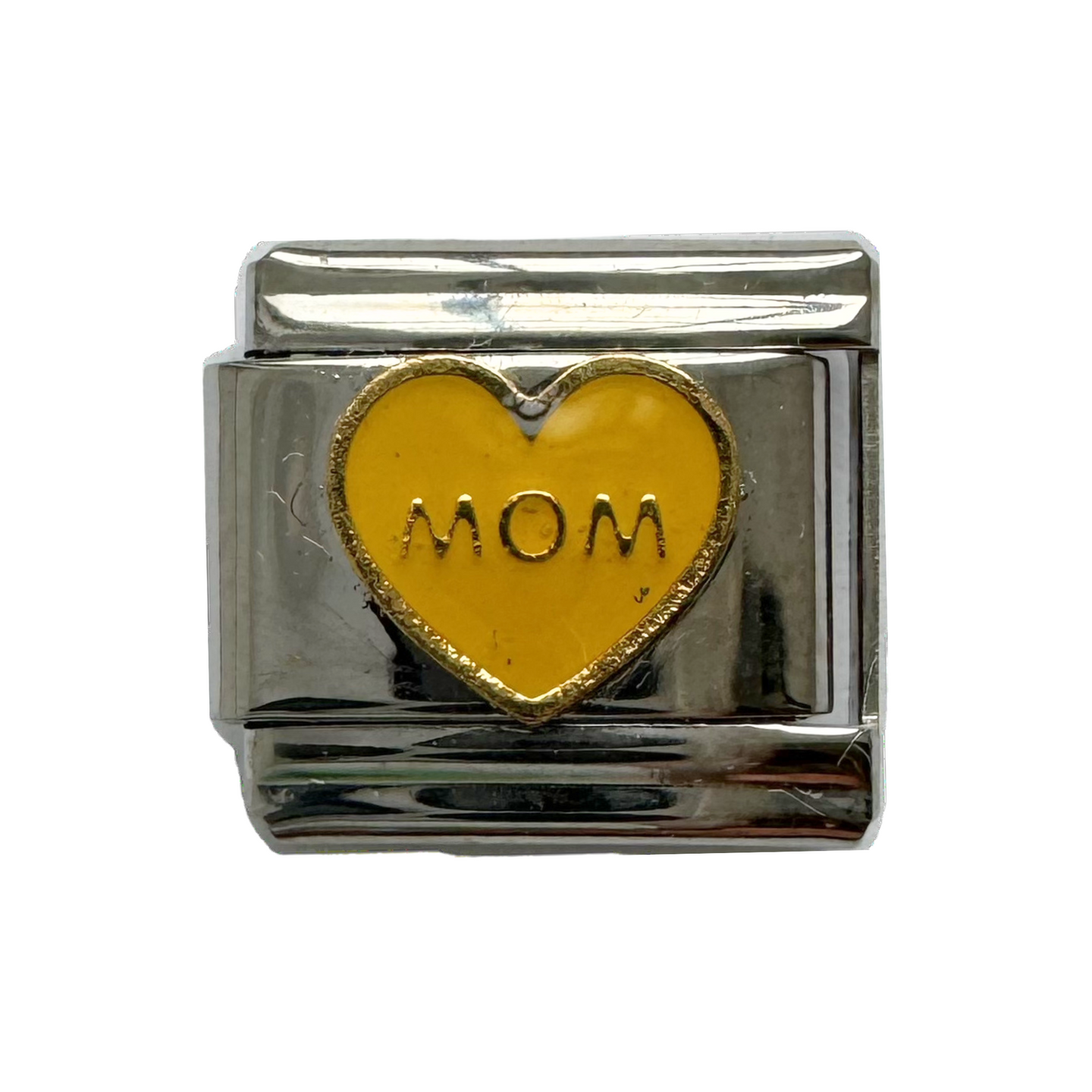 Mom Yellow Heart Italian Charm