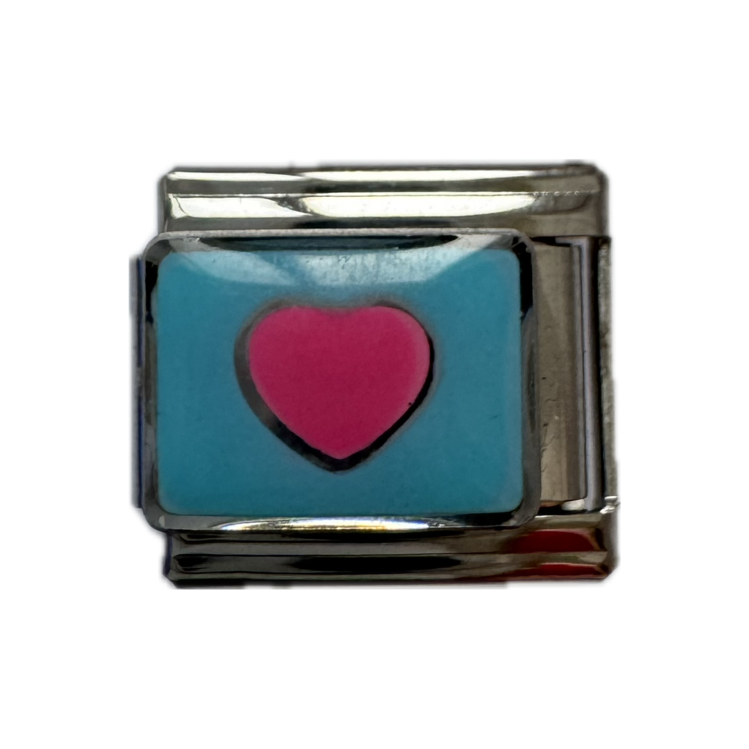 Pink Blue Heart Italian Charm