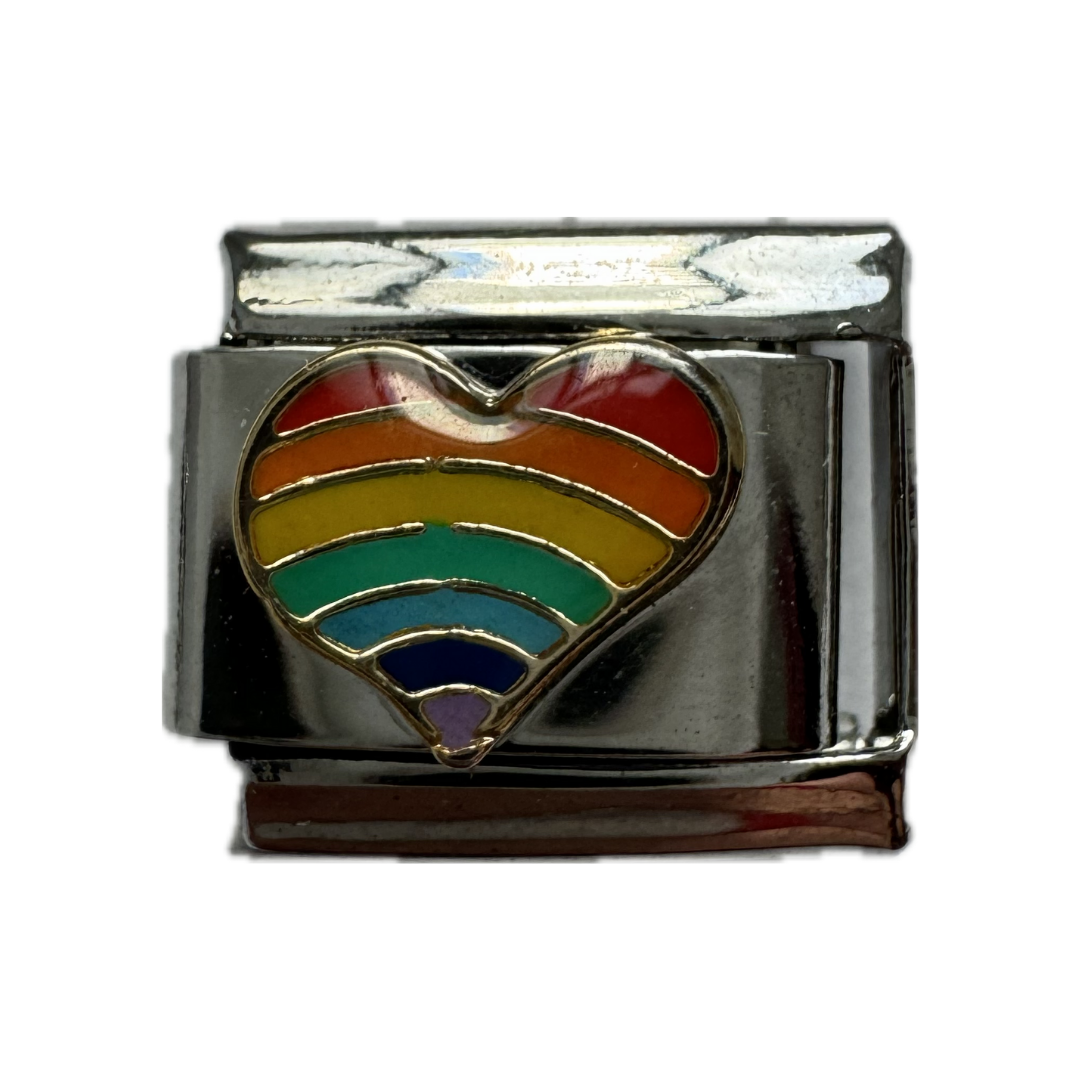 Rainbow Heart Italian Charm