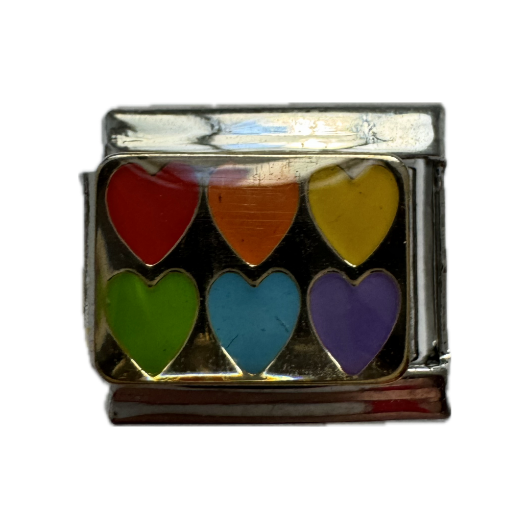 Rainbow Hearts Italian Charm