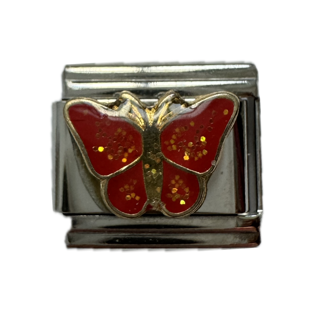 Red Butterfly Italian Charm