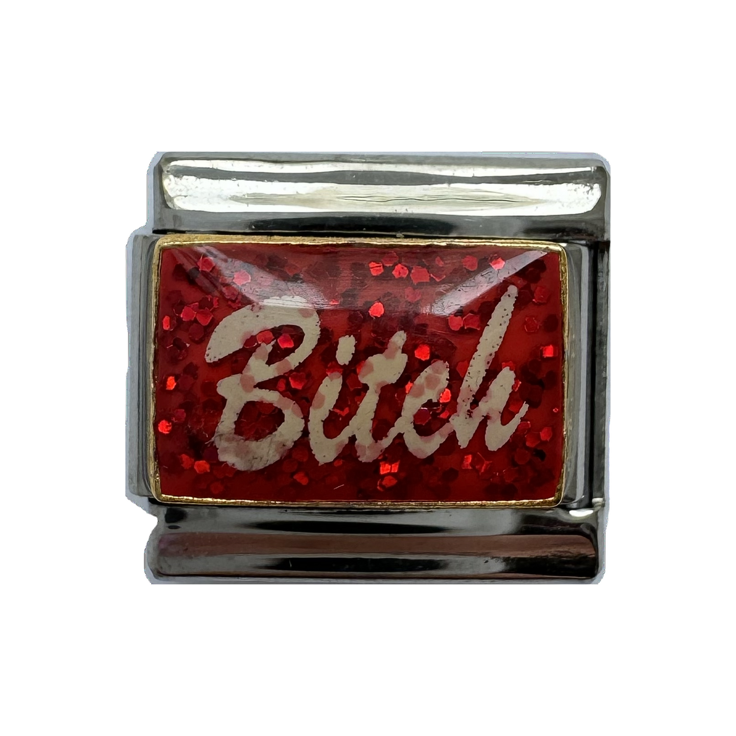 Bitch Red Sparkle Italian Charm