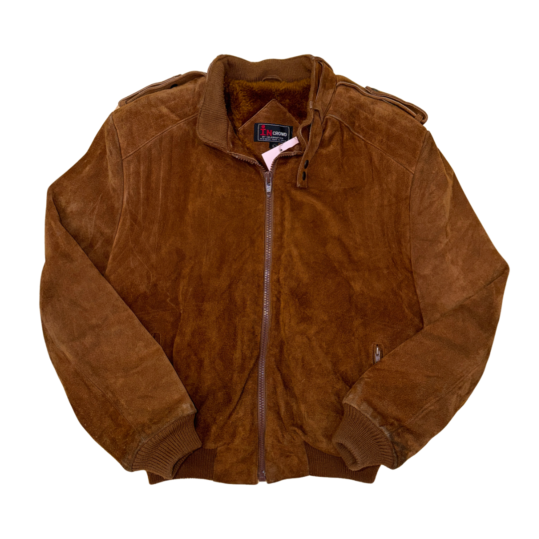 In Crowd Suede Bomber Jacket