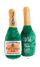 Load image into Gallery viewer, NEW Woof Clicquot Rose&#39; Champagne Bottle Squeaker Dog Toy
